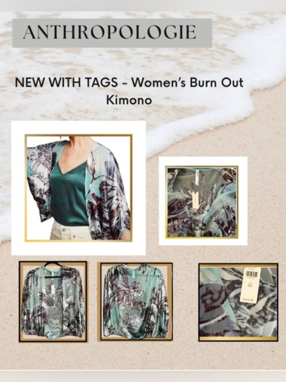 💫NEW WITH TAGS - ANTHROPOLOGIE WOMEN’S SHEER KIMONO ~ One Size💫